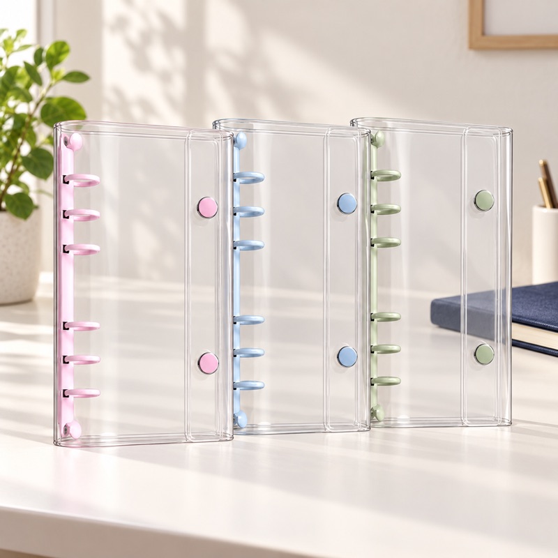 Transparent six-ring binder colour options